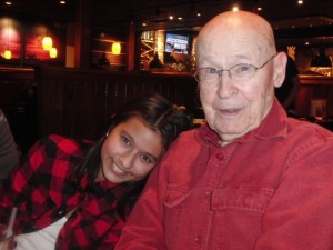 Learning Ally member Skye Malik and her grandfather, Leo (also known as 