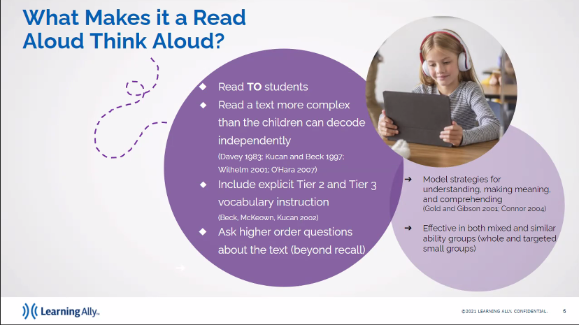 Slide for What Makes It a Read Aloud Think Aloud activity