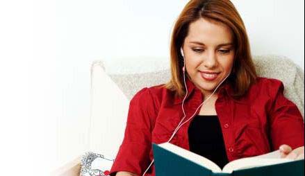 Woman reading an audiobook